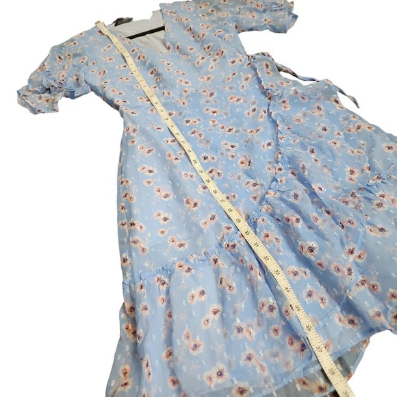 CODE x mode womens XS dress sky blue floral print wrap Cottage fairy core - Picture 3 of 6